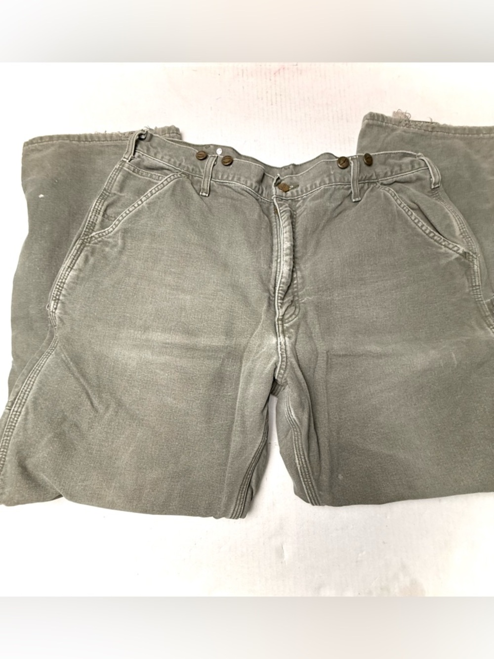 Carhartt Mens 40x32 Flannel Lined Duck Work Pants Logger‎ Suspender Buttons